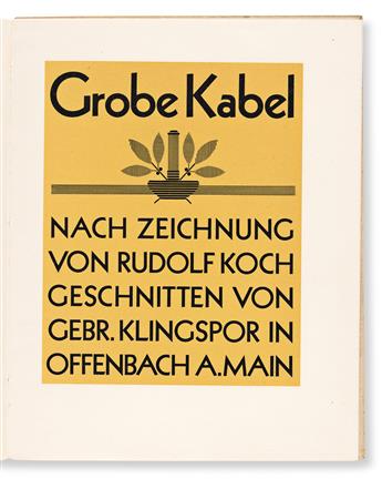 [SPECIMEN BOOK — RUDOLF KOCH]. Grobe Kabel / Nach Zeichnung von Rudolf Koch Geschnitten von Gebr. Klingspoor. Offenbach: Klingspor, 192